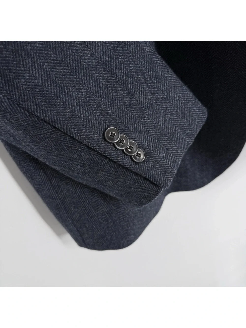 Jos A Bank Wool Blazer Mens Size 48R Navy Herringbone Tailored Fit Sport Coat